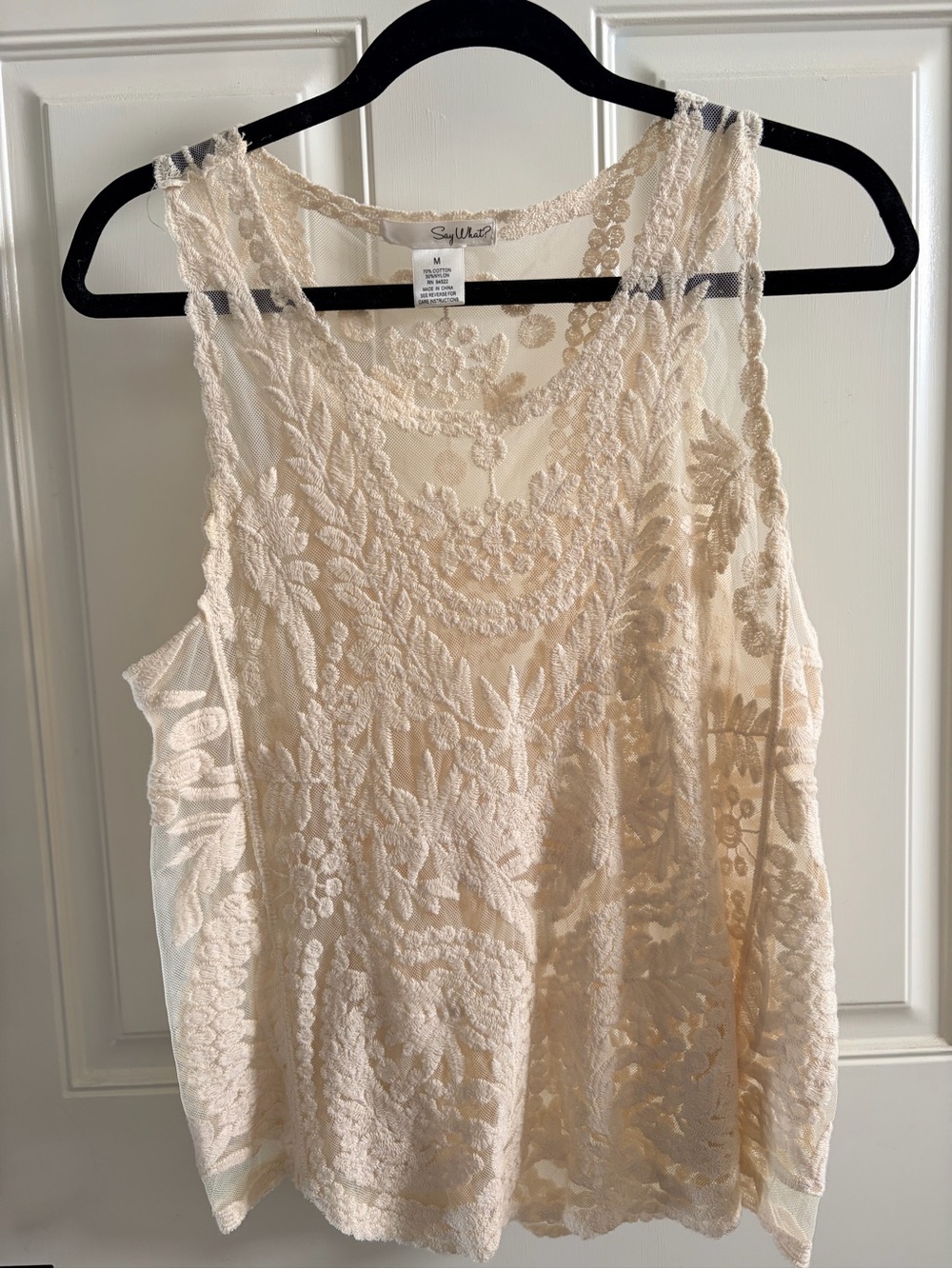 Say What? Cream Lace Embroidered Sleeveless Camisole